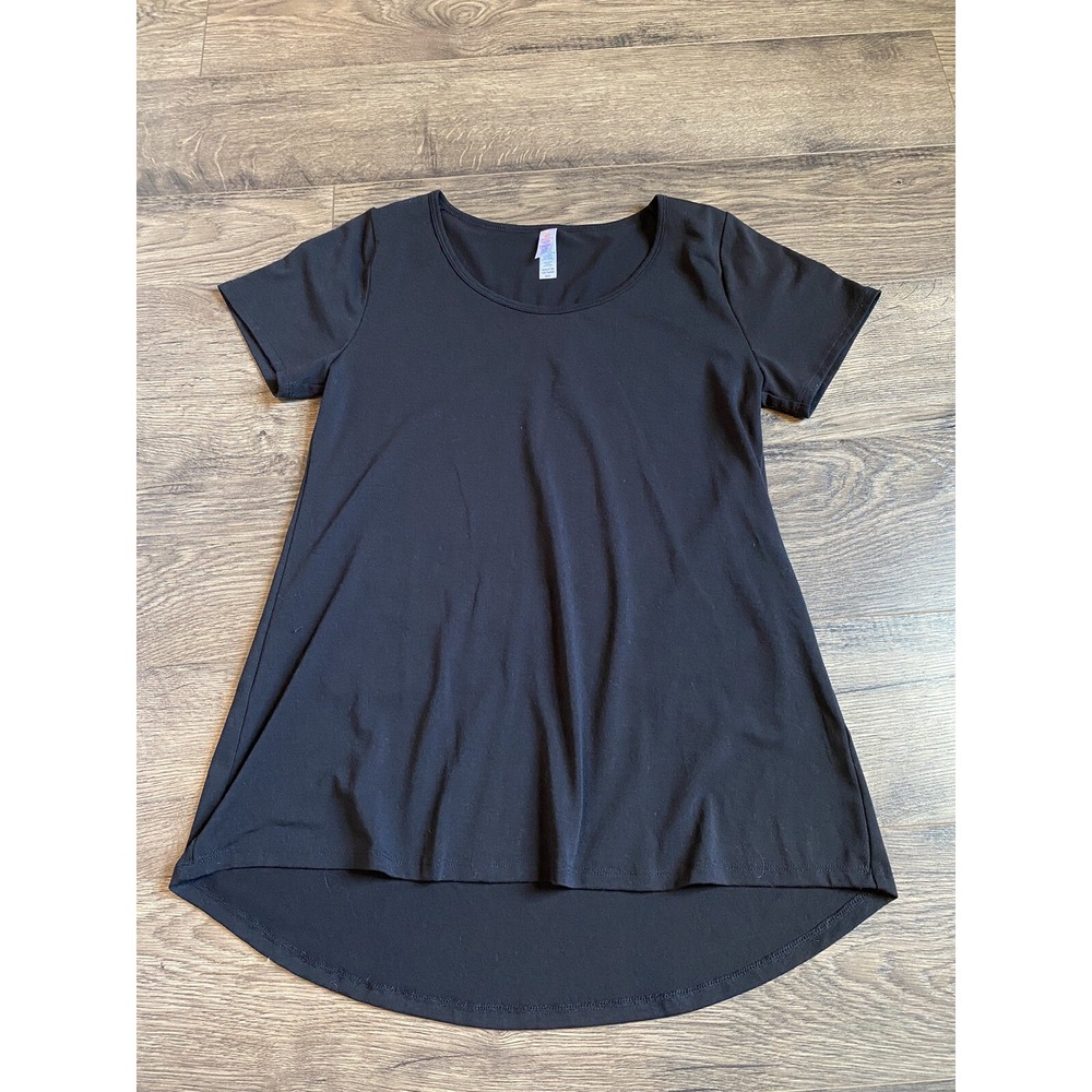 EUC Womens Lularoe Classic Tee Short Sleeve High Low Black T-shirt Size XXS